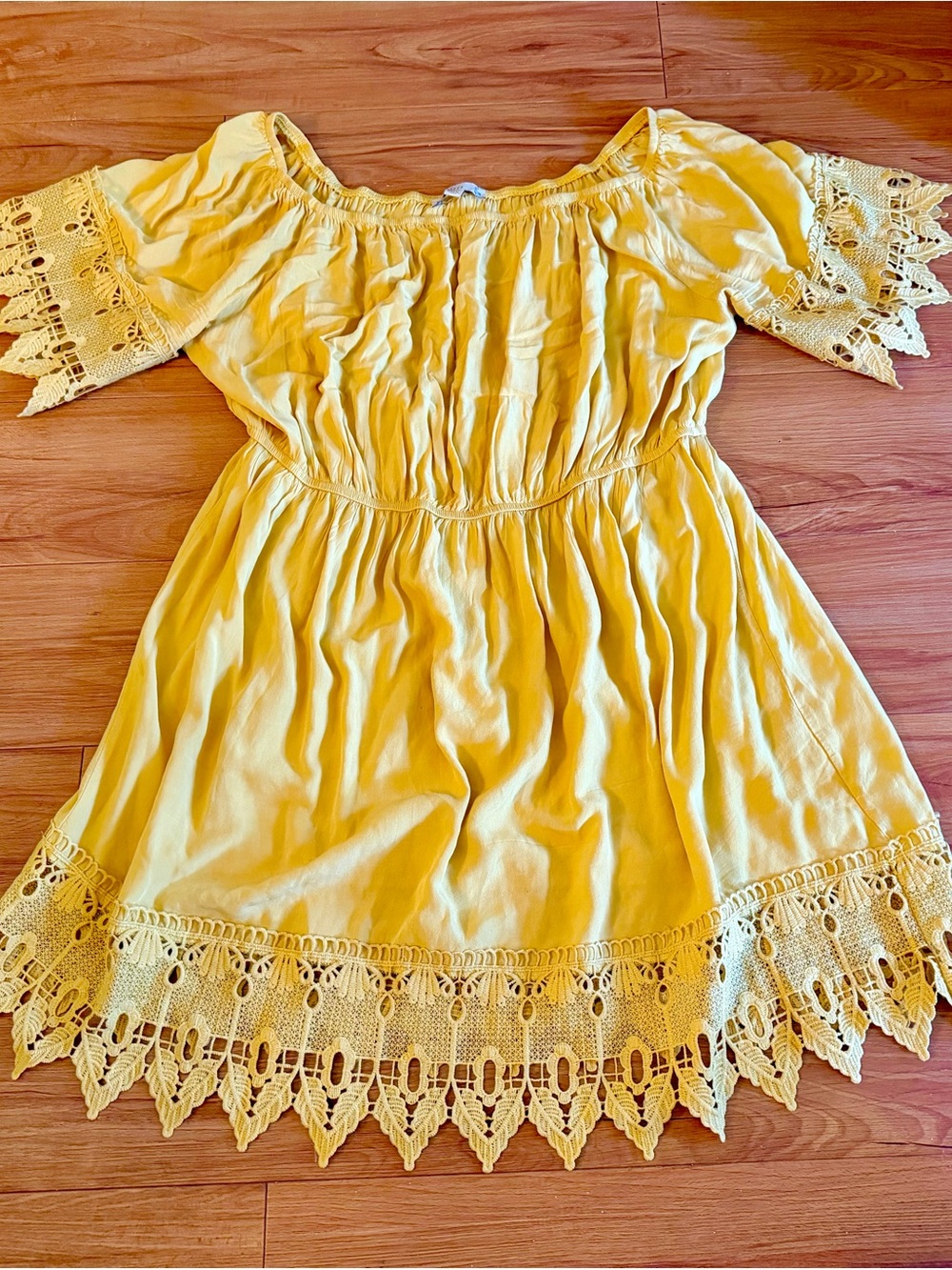 iris Sunny Lace-Trim Off-Shoulder Mini Dress